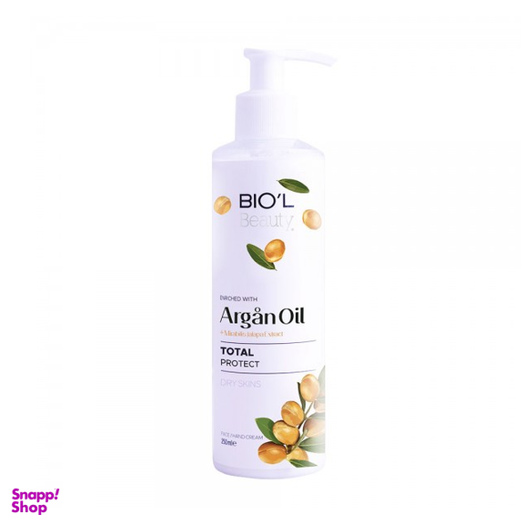 کرم مرطوب کننده پمپی بیول (Biol) مناسب دست و صورت حاوی آرگان و عصاره لاله عباسی حجم 250 میلی لیتر