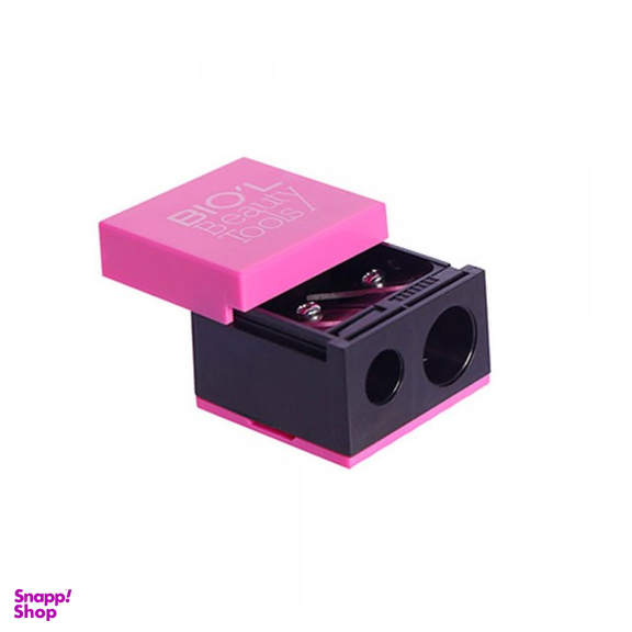 مداد تراش آرایشی دوقلو بیول (Biol) مدل درب دار با پاک کننده تیغه رنگ مشکی