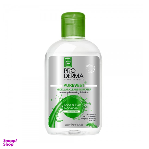 محلول پاک کننده آرایش چشم و صورت پرودرما (Proderma) مناسب برای پوست چرب حجم 250 میلی لیتر