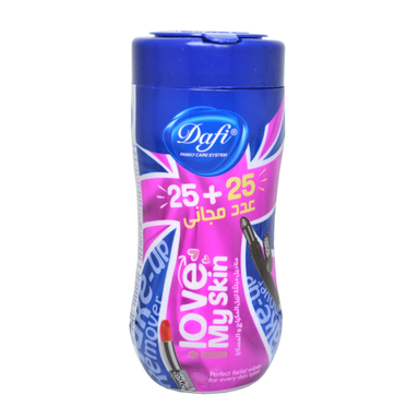 دستمال مرطوب پاک کننده آرایش دافی (Dafi) حاوی عصاره آلویه ورا و کالاندولا بسته 50 عددی