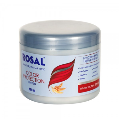 ماسک موی روزال (Rosal) حاوی پروتیین گندم تثبیت کننده موهای رنگ شده حجم 500 میلی لیتر