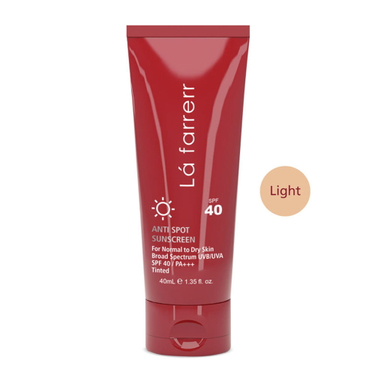 کرم ضدآفتاب و ضدلک رنگی لافارر مدل SPF40-Light مناسب پوست های خشک و معمولی حجم 40 میلی لیتر
