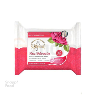 دستمال مرطوب آرایش پاک کن سون کویین (7Queen) مدل گل رز مناسب پوست های معمولی و چرب بسته 27 عددی