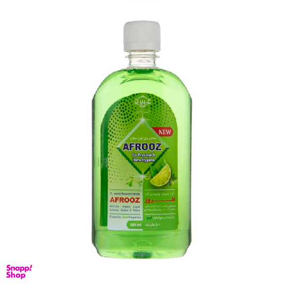 محلول ضد عفونی کننده سطوح افروز (Afrooz) مدل green با رایحه لیمو حجم 500 میلی لیتر