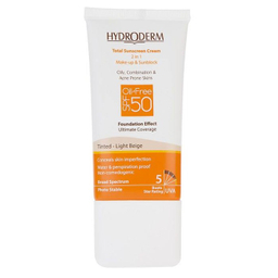 کرم ضد آفتاب هیدرودرم (Hydroderm) مناسب پوست چرب رنگ بژ روشن با SPF 50 حجم 40 میلی لیتر