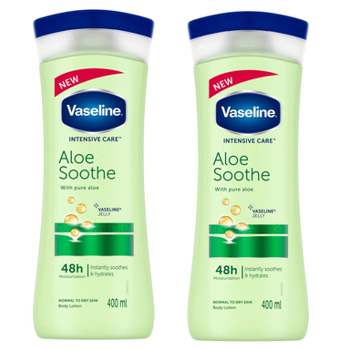 لوسیون بدن وازلین (Vaseline) مدل آلویه ورا حجم 400 میلی لیتر بسته 2 عددی