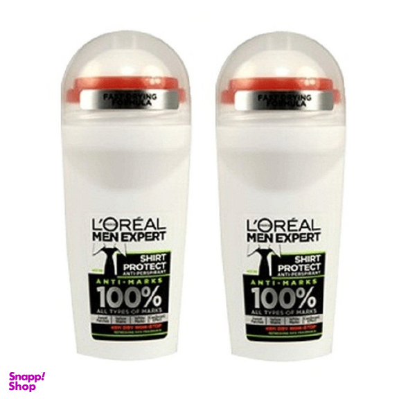 مام رول ضد تعریق اورال (Loreal) مدل protect رنگ سبز حجم 50 میلی لیتر بسته 2 عددی