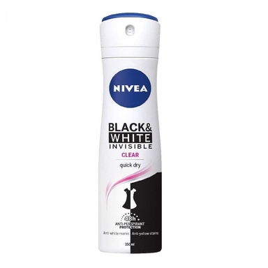 اسپری ضد تعریق زنانه نیوآ (Nivea) مدل Black And White Invisible Clear حجم 150 میلی لیتر