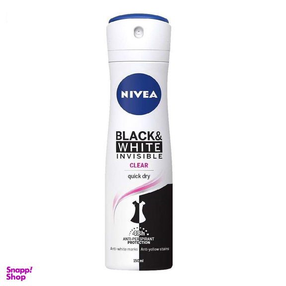 اسپری ضد تعریق زنانه نیوآ (Nivea) مدل Black And White Invisible Clear حجم 150 میلی لیتر