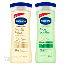 لوسیون بدن مدل DRY INTENSIVE CARE حجم 400 میلی لیتر و لوسیون بدن وازلین (Vaseline) مدل Aloe Sooth حجم 400 میلی لیتر