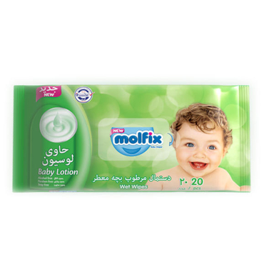 دستمال مرطوب معطر کودک مولفیکس (Molfix) بسته 20 عددی