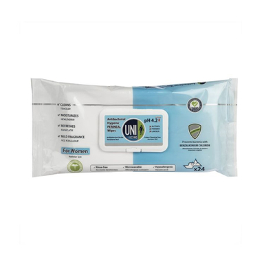 دستمال مرطوب حمام یونی لد (Uni Led) مدل Antibacterial Hygenic بسته 24 عددی