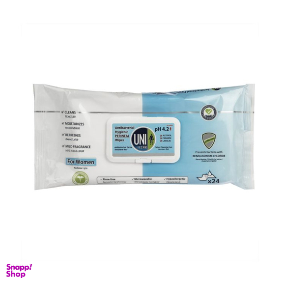 دستمال مرطوب حمام یونی لد (Uni Led) مدل Antibacterial Hygenic بسته 24 عددی