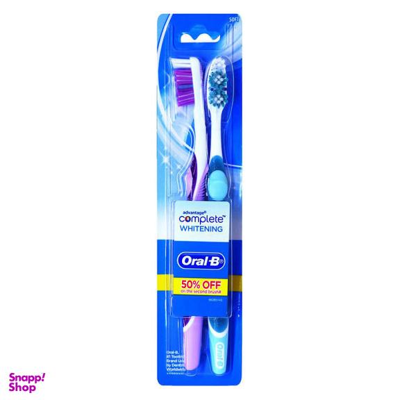 مسواک اورال بی (Oral-B) سری Whitening مدل Complete با برس نرم بسته 2 عددی