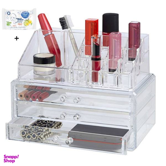 استند لوازم آرایش مدل Cosmetic همراه با 20 عدد دستمال مرطوب پاک کننده آرایش