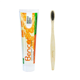 مسواک بنسر (Bencer) مدل Bamboo با برس متوسط به همراه خمیر دندان بنسر مدل Herbal وزن 120 گرم