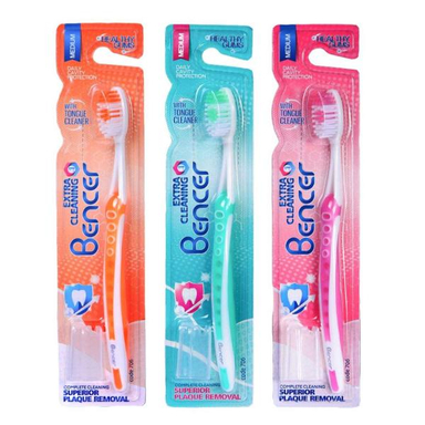 مسواک بنسر (Bencer) مدل Extra Cleaning با برس متوسط بسته 3 عددی