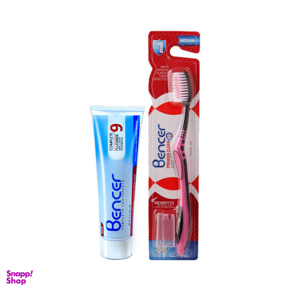 مسواک بنسر (Bencer) مدل Premier Clean با برس متوسط به همراه خمیر دندان بنسر مدل Complete وزن 100 گرم