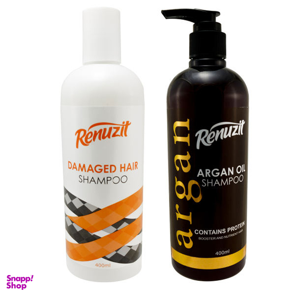 شامپو مو رینوزیت (Renuzit) مدل Argan Oil حجم 400 میلی لیتر به همراه شامپو مو مدل Damaged Hair حجم 400 میلی لیتر