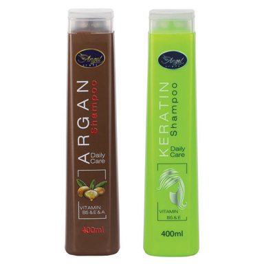 شامپو مو انجل کرفت (Angel Craft) مدل آرگان حجم 400 میلی لیتر به همراه شامپو مو مدل کراتین حجم 400 میلی لیتر