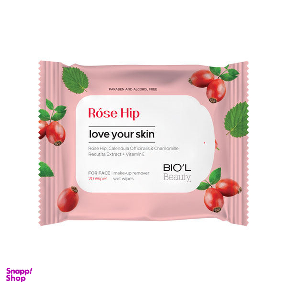 دستمال مرطوب بیول (Biol) مدل Rose Hip بسته 20 عددی