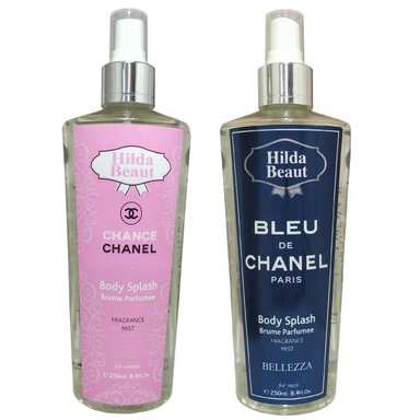 بادی اسپلش هیلدا بیوت (Hilda Beaut) مدل BLUE CHANEL & CHANCE CHANEL حجم 250 میلی لیتر مجموعه 2 عددی