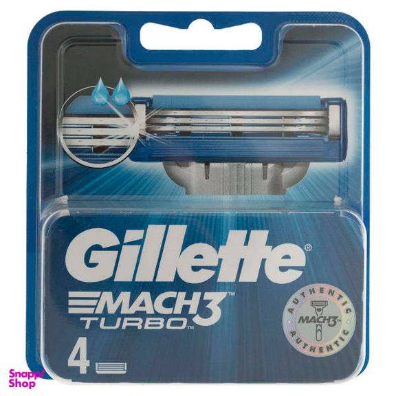 تیغ یدک ژیلت مدل Mach 3 Turbo ‏بسته 4 عددی