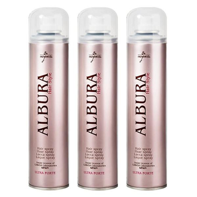 اسپری چسب مو آلبورا (Albura) مدل Ultra Forte حجم 250 میلی‌ لیتر مجموعه 3 عددی