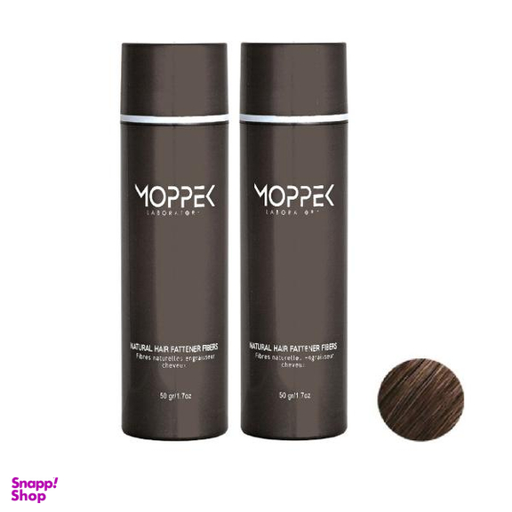 پودر پر پشت کننده مو موپک (Moppek) شماره 50-03 وزن 50 گرم رنگ قهوه ای متوسط مجموعه 2 عددی