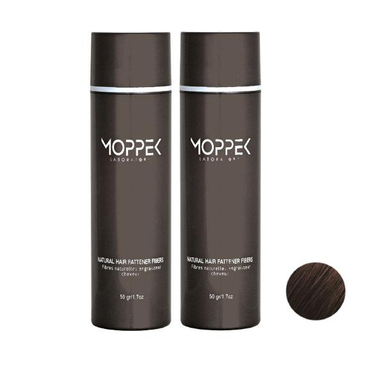پودر پر پشت کننده مو موپک (Moppek) شماره 50-02 وزن 50 گرم رنگ قهوه ای تیره مجموعه 2 عددی