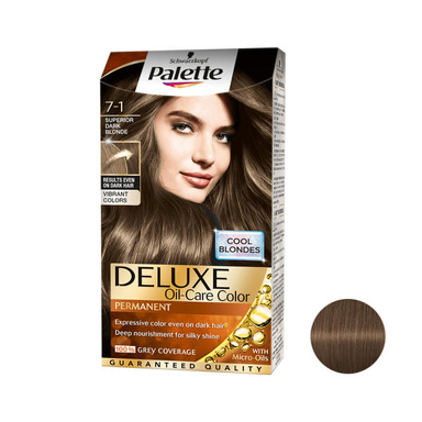 کیت رنگ مو پلت (Palette) سری DELUXE شماره 1-7 حجم 50 میلی‌لیتر رنگ بلوند دودی