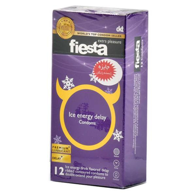 کاندوم خنک انرژی تاخیری فیستا (Fiesta) مدل Ice Energy Delay بسته 12 عددی