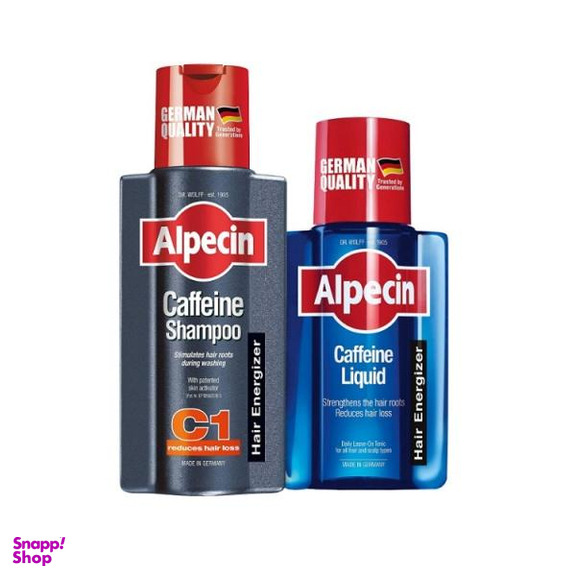 شامپو مو آلپسین (Alpecin) مدل Caffeine C1 حجم 250 میلی لیتر + محلول تقویت کننده مو مدل Caffeine حجم 200 میلی لیتر