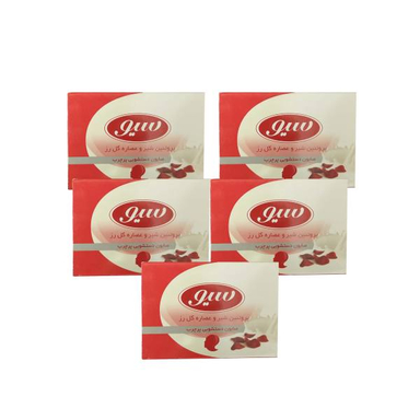 صابون شستشو سیو مدل پروتیین شیر و عصاره گل رز وزن 125 گرم مجموعه 5 عددی