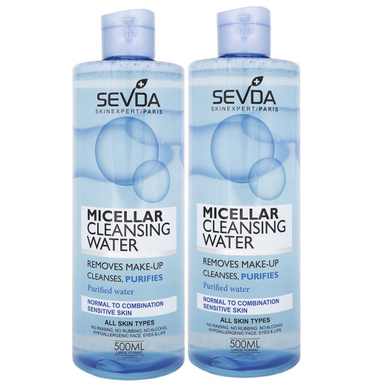 محلول پاک کننده صورت سودا (Sevda) مدل Micellar Water حجم 500 میلی لیتر مجموعه 2 عددی