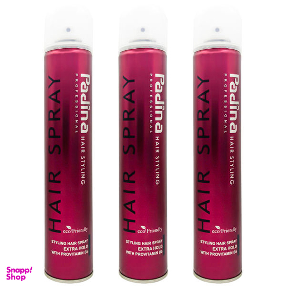 اسپری حالت دهنده مو پادینا (Padina) مدل Extra Hold حجم 500 میلی‌ لیتر مجموعه 3 عددی