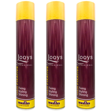 اسپری نگهدارنده حالت مو لویز (Looys) مدل Ultra Strong حجم 500 میلی‌ لیتر مجموعه 3 عددی