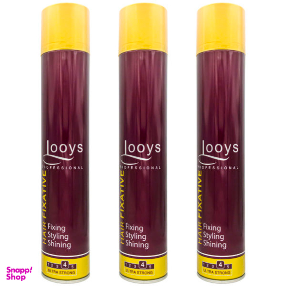 اسپری نگهدارنده حالت مو لویز (Looys) مدل Ultra Strong حجم 500 میلی‌ لیتر مجموعه 3 عددی