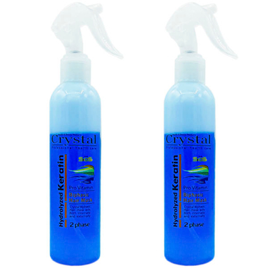 ماسک مو دو فاز کریستال (Crystal) مدل Hydrolyzed Keratin حجم 250 میلی لیتر مجموعه 2 عددی