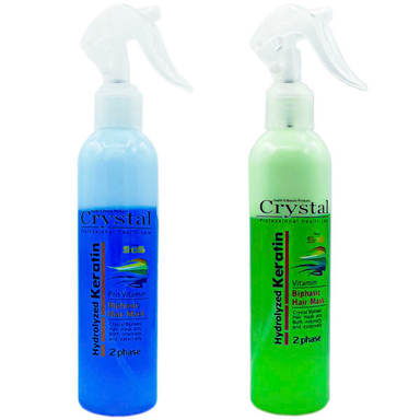 ماسک مو دوفاز کریستال (Crystal) مدل Hydrolyzed Keratin حجم 250 میلی لیتر مجموعه 2 عددی