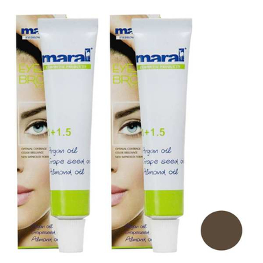 رنگ ابرو مارال (Maral) شماره 5 حجم 15 میلی‌لیتر رنگ قهوه ای برزیلی روشن مجموعه 2 عددی