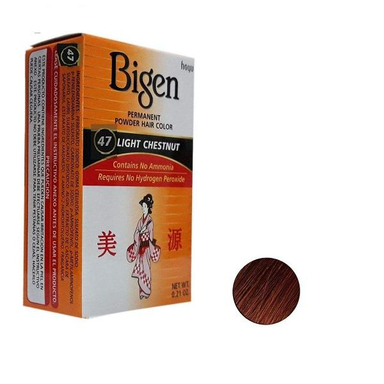 رنگ مو پودری بیگن (BIGEN) شماره 47 وزن 6 گرم رنگ بلوطی تیره