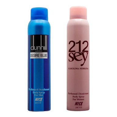 اسپری خوشبوکننده مردانه نایس پاپت مدل Dunhill Desire Blue حجم 200 میل + اسپری خوشبو کننده زنانه 212Sey حجم 200 میل
