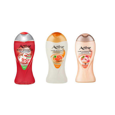 شامپو مو اکتیو (Active) مدل پرتقال حجم 400 میلی لیتر بسته 2 عددی به همراه شامپو بدن اکتیو (Active) حجم 400 میلی لیتر
