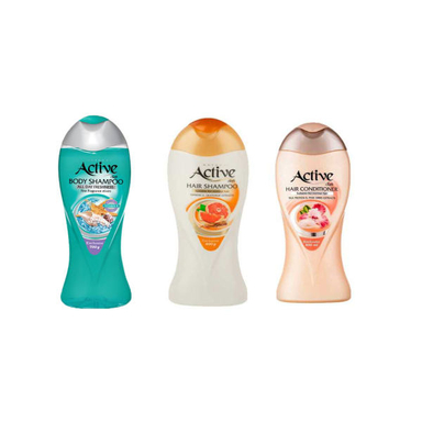 شامپو مو اکتیو (Active) مدل پرتقال حجم 400 میلی لیتر بسته 2 عددی + شامپو بدن اکتیو (Active) مدل 01 حجم 400 میلی لیتر