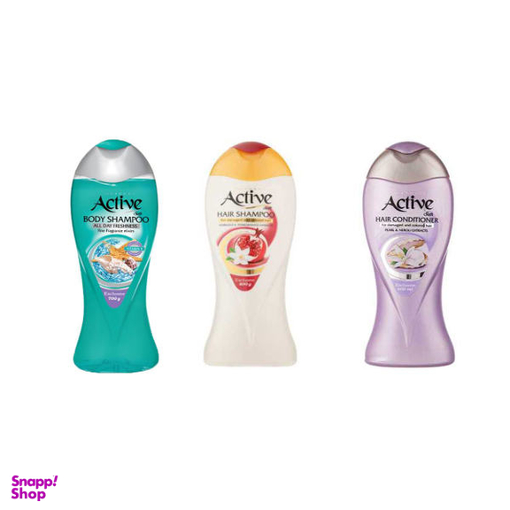 شامپو مو اکتیو (Active) مدل انار مجموعه 3 عددی حجم 400 میلی لیتر