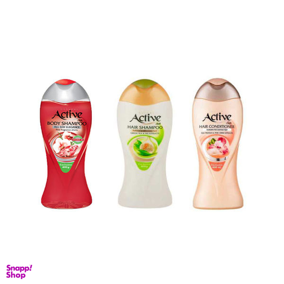 شامپو مو اکتیو (Active) مدل انجیر حجم 400 میلی لیتر بسته 2 عددی به همراه شامپو بدن اکتیو (Active) حجم 400 میلی لیتر
