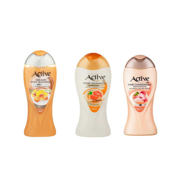 شامپو مو اکتیو (Active) مدل پرتقال حجم 400 میلی لیتر بسته 2 عددی + شامپو بدن اکتیو (Active) مدل 03 حجم 400 میلی لیتر
