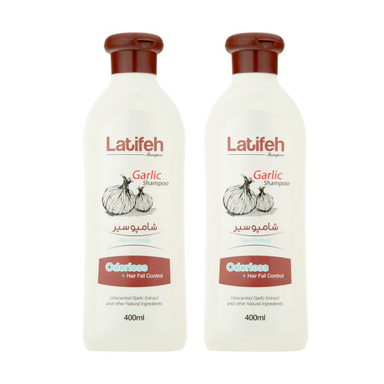 شامپو مو لطیفه (Latifeh) مدل Garlic حجم 400 میلی لیتر بسته 2 عددی