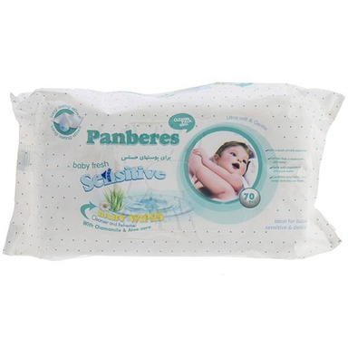 دستمال مرطوب پنبه ریز (Panberes) مخصوص کودک برای پوست‌ های حساس - بسته 70 عددی
